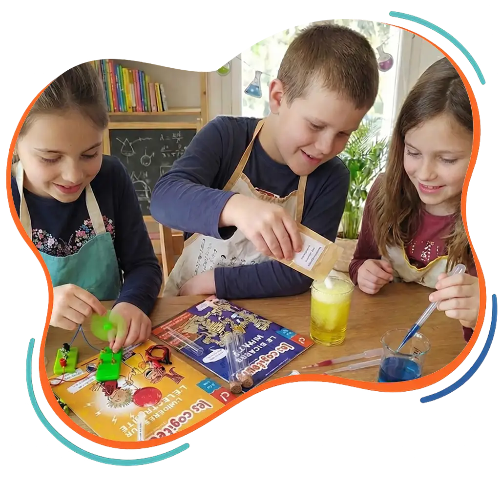 Enfant réalisant une expérience scientifique